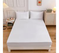Surwin Drap Housse, Doux Draps Housses, Impression en Couleur Unie, Lavable Ajustable Housse Matelas avec Bonnet 27 cm, Microfibre Drap-Housse avec Une Rebord Élastique (2xTaie d'oreiller,Blanc)