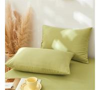 Surwin Drap Housse, Doux Draps Housses, Résistant à la Décoloration Lavable Ajustable Housse Matelas avec Bonnet 25 cm, Drap-Housse avec Une Rebord Élastique (2xTaie d'oreiller,Vert Herbe)