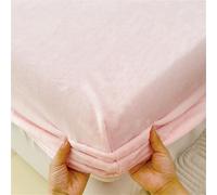 Surwin Drap Housse, Doux Épaississante Draps Housses, Flanelle de Couleur Unie Lavable Ajustable Housse Matelas avec Bonnet 25-30 cm, Drap-Housse avec Une Rebord Élastique (Rose,150x200cm)