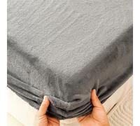 Surwin Drap Housse, Doux Épaississante Draps Housses, Flanelle de Couleur Unie Lavable Ajustable Housse Matelas avec Bonnet 25-30 cm, Drap-Housse avec Une Rebord Élastique (Gris,120x200cm)