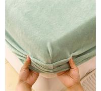 Surwin Drap Housse, Doux Épaississante Draps Housses, Flanelle de Couleur Unie Lavable Ajustable Housse Matelas avec Bonnet 25-30 cm, Drap-Housse avec Une Rebord Élastique (Vert,120x200cm)