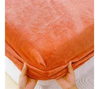 Surwin Drap Housse, Doux Épaississante Draps Housses, Flanelle de Couleur Unie Lavable Ajustable Housse Matelas avec Bonnet 25-30 cm, Drap-Housse avec Une Rebord Élastique (Orange,180x200cm)