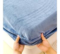 Surwin Drap Housse, Doux Épaississante Draps Housses, Flanelle de Couleur Unie Lavable Ajustable Housse Matelas avec Bonnet 25-30 cm, Drap-Housse avec Une Rebord Élastique (Bleu,180x200cm)