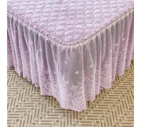 Surwin Drap Housse Doux Jupe de Lit a Volant Couleur Unie (Violet,180x200cm)
