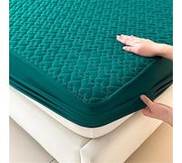 Surwin Drap Housse, Draps Housses Doux, Imperméable Matelassé Surmatelas Ajustable, Housse Matelas avec Bonnet 25 cm, Microfibre Protege Matelas avec Une Rebord Élastique (Vert,90x190cm)