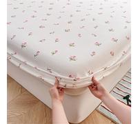 Surwin Drap Housse, Draps Housses Doux, Modèle Simple Surmatelas Lavable Ajustable, Housse Matelas avec Bonnet 25 cm, Microfibre Protege Matelas avec Une Rebord Élastique (Tulipe,90x200cm)