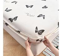 Surwin Drap Housse, Draps Housses Doux, Modèle Simple Surmatelas Lavable Ajustable, Housse Matelas avec Bonnet 25 cm, Microfibre Protege Matelas avec Une Rebord Élastique (Papillon,90x200cm)