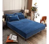 Surwin Drap Housse, Draps Housses Doux, Moderne Surmatelas Ajustable, Flanelle Classique Housse Matelas avec Bonnet 25 cm, Microfibre Protege Matelas avec Une Rebord Élastique (Bleu,150x200cm)