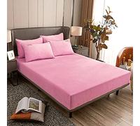 Surwin Drap Housse, Draps Housses Doux, Moderne Surmatelas Ajustable, Flanelle Classique Housse Matelas avec Bonnet 25 cm, Microfibre Protege Matelas avec Une Rebord Élastique (Rose Clair,120x200cm)