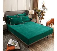 Surwin Drap Housse, Draps Housses Doux, Moderne Surmatelas Ajustable, Flanelle Classique Housse Matelas avec Bonnet 25 cm, Microfibre Protege Matelas avec Une Rebord Élastique (Vert,120x200cm)