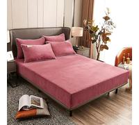 Surwin Drap Housse, Draps Housses Doux, Moderne Surmatelas Ajustable, Flanelle Classique Housse Matelas avec Bonnet 25 cm, Microfibre Protege Matelas avec Une Rebord Élastique (Rose,180x200cm)