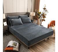 Surwin Drap Housse, Draps Housses Doux, Moderne Surmatelas Ajustable, Flanelle Classique Housse Matelas avec Bonnet 25 cm, Microfibre Protege Matelas avec Une Rebord Élastique (Gris,200x220cm)