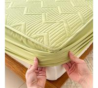 Surwin Drap Housse, Draps Housses Doux, Style Vague Matelassé Surmatelas Ajustable, Housse Matelas avec Bonnet 25 cm, Microfibre Protege Matelas avec Une Rebord Élastique (Vert,150x200cm)