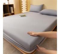 Surwin Drap Housse, Draps Housses Doux, Thème de Couleur Unie Surmatelas Lavable Ajustable,Housse Matelas avec Bonnet 25 cm,Protege Matelas avec Une Rebord Élastique (Gris 1,120x200cm)