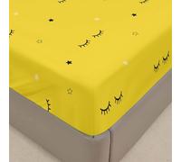Surwin Drap Housse, Mignonne Mode Doux Draps Housses, Lavable Ajustable Housse Matelas avec Bonnet 30 cm, Microfibre Drap-Housse avec Une Rebord Élastique (140x190cm,Jaune)