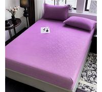 Surwin Drap Housse,Rose en Relief de Couleur Unie Draps Housses Doux,Surmatelas Ajustable,Housse Matelas avec Bonnet 25 cm, Microfibre Protege Matelas avec Une Rebord Élastique (Violet,90x200cm)
