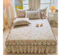Surwin Drap Housse Simple/Double/King Size, Tout Compris Jupe de Lit a Volant, Cache Sommier Élastique Motif Floral Papillon, Draps Housses Antidérapant pour Matelas Epais (Floral 2,180x200cm)
