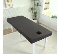 Surwin Drap Housse Table de Massage avec Trou pour le Visage, Draps-Housses Lavables et Réutilisables,Couverture De Lit de Beauté pour Spa (Noir,70x190)