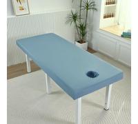 Surwin Drap Housse Table de Massage avec Trou pour le Visage, Draps-Housses Lavables et Réutilisables,Couverture De Lit de Beauté pour Spa (Marine,70x190)