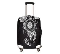 Surwin Elastique Housse de Valise Luggage Cover, Attrape-rêves 3D Protéger Étui avec Fermeture Éclair, Lavable Réutilisable Anti-Rayures Bagages Voyage Couvre (S (18-20 Pouces),Noir)
