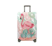 Surwin Elastique Housse de Valise Luggage Cover, Impression 3D Protéger Étui avec Fermeture Éclair, Lavable Réutilisable Anti-Rayures Bagages Voyage Couvre (imprimé Flamant Rose 2,M (22-24 Pouces))