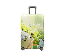Surwin Elastique Housse de Valise Luggage Cover, Impression 3D Protéger Étui avec Fermeture Éclair, Lavable Réutilisable Anti-Rayures Bagages Voyage Couvre (Jardin Vert 6,XL (30-32 Pouces))
