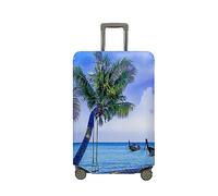 Surwin Elastique Housse de Valise Luggage Cover, Impression 3D Protéger Étui avec Fermeture Éclair, Lavable Réutilisable Anti-Rayures Bagages Voyage Couvre (imprimé Palmier 1,M (22-24 Pouces))
