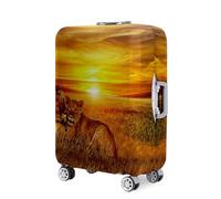 Surwin Elastique Housse de Valise Luggage Cover, Impression 3D Protéger Étui avec Fermeture Éclair, Lavable Réutilisable Anti-Rayures Bagages Voyage Couvre (Motif de Lion 1,M (22-24 Pouces))