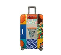 Surwin Elastique Housse de Valise Luggage Cover, Impression 3D Protéger Étui avec Fermeture Éclair, Lavable Réutilisable Anti-Rayures Bagages Voyage Couvre (Mode Basket 1,M (22-24 Pouces))