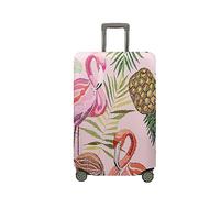 Surwin Elastique Housse de Valise Luggage Cover, Impression 3D Protéger Étui avec Fermeture Éclair, Lavable Réutilisable Anti-Rayures Bagages Voyage Couvre (imprimé Flamant Rose 1,M (22-24 Pouces))