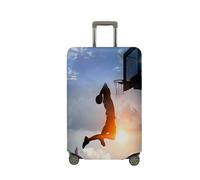 Surwin Elastique Housse de Valise Luggage Cover, Impression 3D Protéger Étui avec Fermeture Éclair, Lavable Réutilisable Anti-Rayures Bagages Voyage Couvre (Mode Basket 2,M (22-24 Pouces))