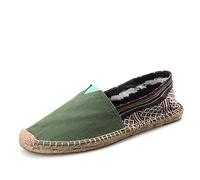 Surwin Espadrilles Femme Couples, Été Casual Élégant Confort Respirant Plate Loafers Chaussures avec Semelle Tissée (Bohême Verte,39.5 EU= 250mm /40CN)