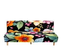Surwin Feuille Fleur Housse de Clic Clac élastique Canapé 2/3 Places, Housse de Canapé sans Accoudoir Couverture de Canapé-lit Tout Couvert Canapé Pliant Protecteur (Noir,190-230cm)