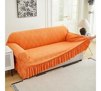 Surwin Housse de Canapé 1 2 3 4 Place avec Accoudoirs et Jupe Extensible Protection Canapé Chat Chien Housse canapé Lavable Housse de Protection Antidérapant, Jacquard Feuilles (Orange,2 Places)