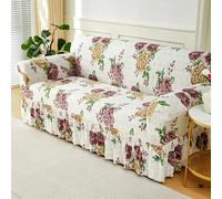 Surwin Housse de Canapé 1 2 3 4 Place avec Accoudoirs et Jupe Extensible Protection Canapé Chat Chien Housse canapé Élastiques Lavable Housse de Protection Antidérapant, Nordique (Pivoine,2 Places)