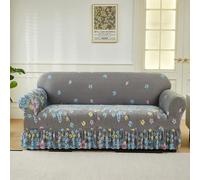 Surwin Housse de Canapé 1 2 3 4 Place avec Accoudoirs Extensible Protection Canapé Chat Chien Housse canapé Élastiques Housse de Protection avec Jupe à Volants, Plantes (Fleurs,1 Places)