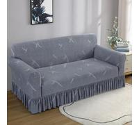 Surwin Housse de Canapé 1 2 3 4 Place avec Accoudoirs Extensible Protection Canapé Chat Chien Housse canapé Élastiques Housse de Protection avec Jupe à Volants, Minimaliste (Gris,1 Places)