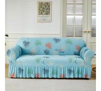 Surwin Housse de Canapé 1 2 3 4 Place avec Accoudoirs Extensible Protection Canapé Chat Chien Housse canapé Élastiques Housse de Protection avec Jupe à Volants, Impression (Bleu,4 Places)