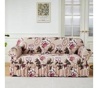 Surwin Housse de Canapé 1 2 3 4 Place avec Accoudoirs Extensible Protection Canapé Chat Chien Housse canapé Élastiques Housse de Protection avec Jupe à Volants, Impression (Pivoine,2 Places)