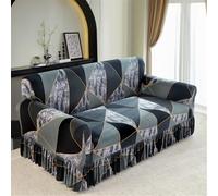 Surwin Housse de Canapé 1 2 3 4 Place avec Accoudoirs Extensible Protection Canapé Chat Chien Housse canapé Élastiques Géométrie Housse de Protection Antidérapant (Gris foncé,2 Places)