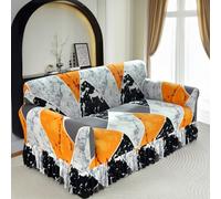 Surwin Housse de Canapé 1 2 3 4 Place avec Accoudoirs Extensible Protection Canapé Chat Chien Housse canapé Élastiques Housse de Protection avec Jupe à volants, Classique Géométrie (Triangle,4 Places)