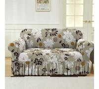 Surwin Housse de Canapé 1 2 3 Places avec Accoudoirs Extensible Protection Canapé Chat Chien Housse canapé Classique Élastiques Housse de Protection avec Jupe à Volants (Gris Vert,2 Places)