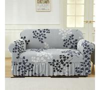 Surwin Housse de Canapé 1 2 3 Places avec Accoudoirs Extensible Protection Canapé Chat Chien Housse canapé Élastiques Housse de Protection avec Jupe à Volants -Feuille (Plante,2 Places)