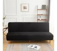 Surwin Housse de Canapé Clic Clac 2/3 Places, Couleur Unie Extensible Housse de Canapé sans Accoudoir Couverture de Canapé-lit Tout Universel Couvert Canapé Pliant Protecteur (Noir,160-190cm)