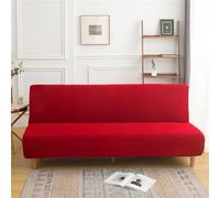 Surwin Housse de Canapé Clic Clac 2/3 Places, Couleur Unie Extensible Housse de Canapé sans Accoudoir Couverture de Canapé-lit Tout Universel Couvert Canapé Pliant Protecteur (Rouge,160-190cm)