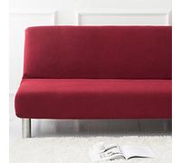 Surwin Housse de Clic Clac Couleur Unie élastique Canapé 2/3 Places, Housse de Canapé sans Accoudoir Couverture de Canapé-lit Universel Tout Couvert Canapé Pliant Protecteur (160-190cm,Rouge)