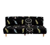 Surwin Housse de Clic Clac élastique Canapé 2/3 Places, 3D Attrape-rêves Housse de Canapé sans Accoudoir Couverture de Canapé-lit Pliant Universel Couvert Protecteur (Noir,S:120-150cm)