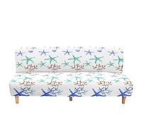 Surwin Housse de Clic Clac élastique Canapé 2/3 Places, 3D Étoile de Mer Housse de Canapé sans Accoudoir Couverture de Canapé-lit Pliant Universel Couvert Protecteur (Bleu Vert,M:160-190cm)