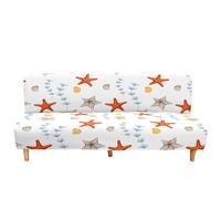 Surwin Housse de Clic Clac élastique Canapé 2/3 Places, 3D Étoile de Mer Housse de Canapé sans Accoudoir Couverture de Canapé-lit Pliant Universel Couvert Protecteur (Coquillage,L:190-230cm)