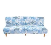Surwin Housse de Clic Clac élastique Canapé 2/3 Places, 3D Étoile de Mer Housse de Canapé sans Accoudoir Couverture de Canapé-lit Pliant Universel Couvert Protecteur (Bleu Clair,M:160-190cm)